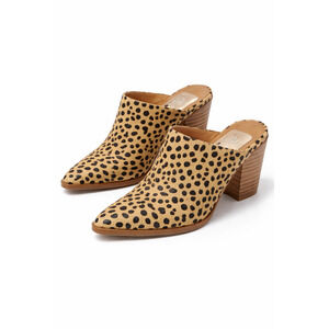 Dolce Vita Filomina Mule Clogs Haircalf Leopard Print Womens 7 Pointed Toe Heels